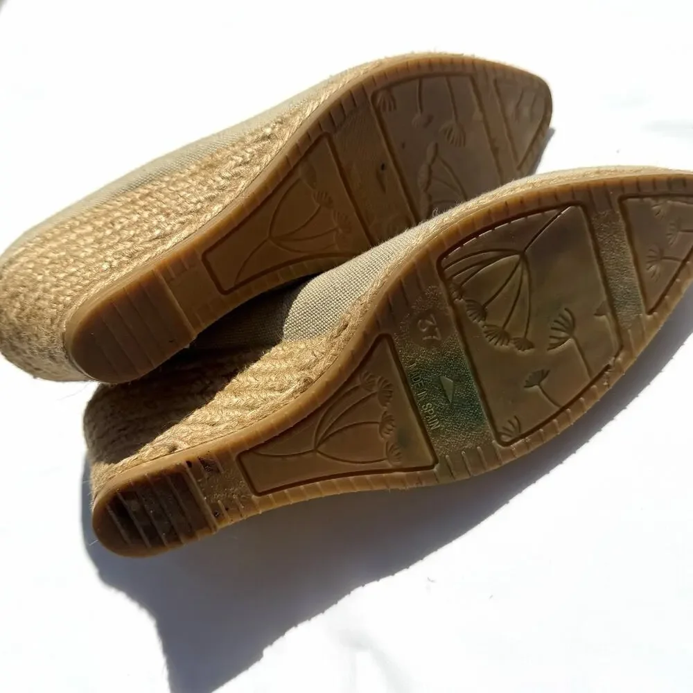 Viscata Barcelona Rises Wedge Shoe Womens 37 Beige Espadrille Heels